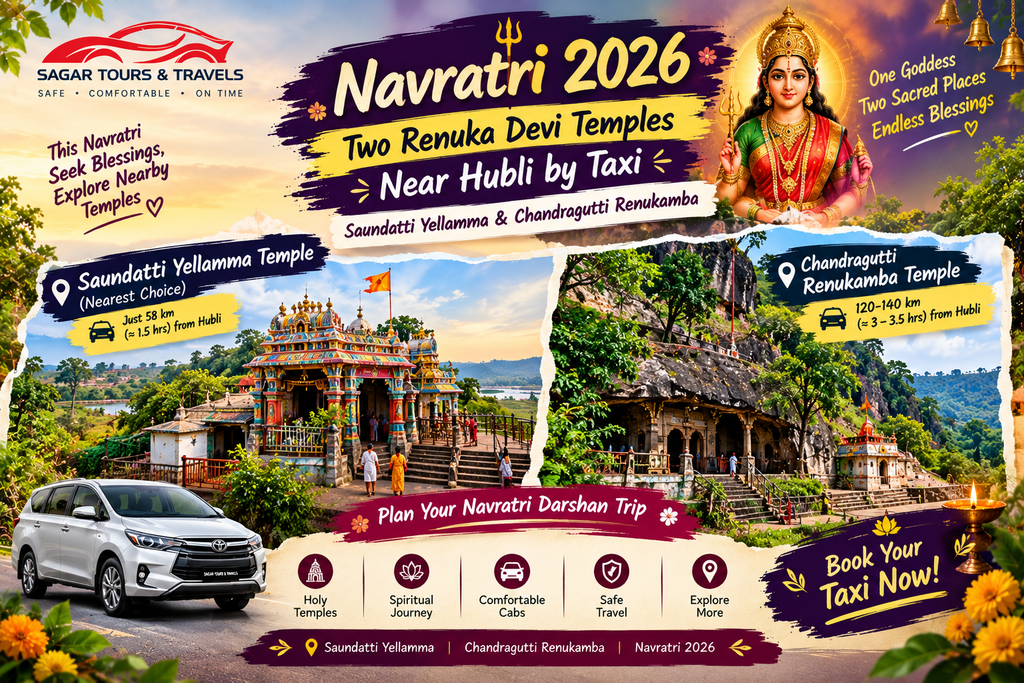 Navratri temple trip from Hubli — the hilltop Yellamma Devi Temple at Saundatti during the festival season